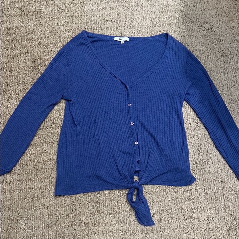 Blue Button-Up long sleeve top size small